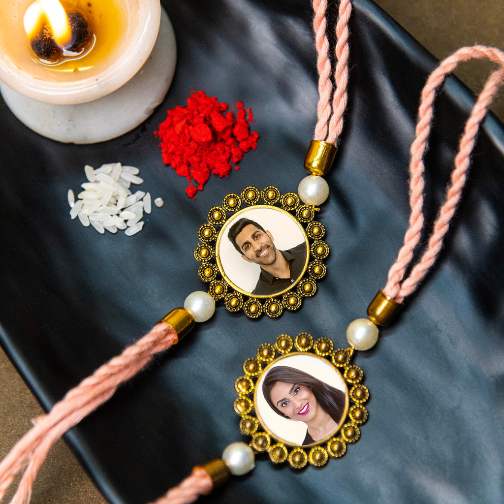 Photo rakhi - Set of 2 Photo Rakhis + chocolates