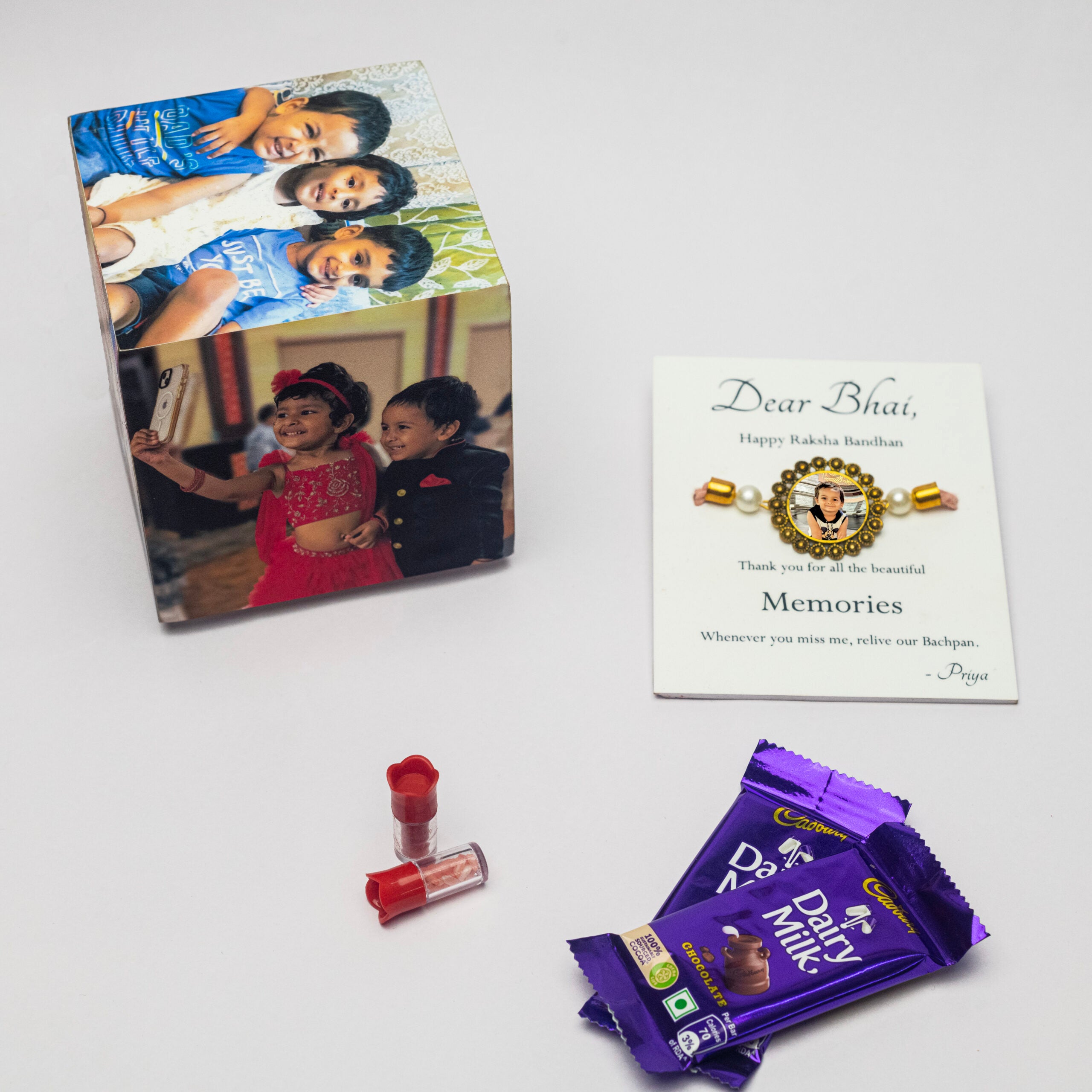 photo lamp rakhi combo