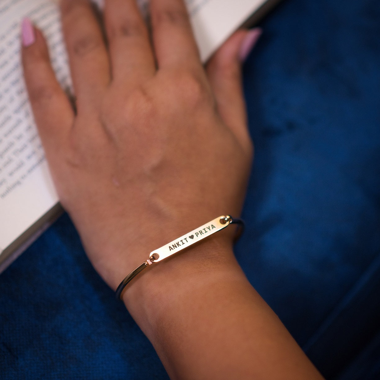 Chic Gold Name Strip Bracelet for Women