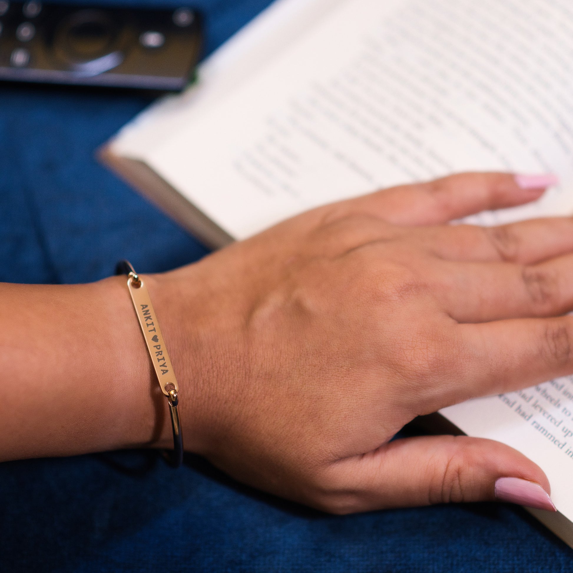 Chic Gold Name Strip Bracelet for Women