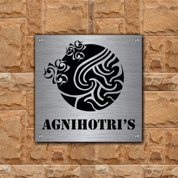 Sunburst Floral Steel Name Plate