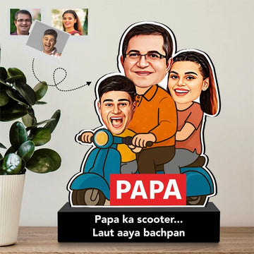 Papa Ka Scooter – Personalized Caricature Gift for Dad- Funny Father’s Day Gift for Dad