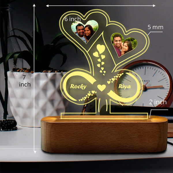 LED Heart Lamp with personalized Name and Photos Perfect Gift for Anniversary