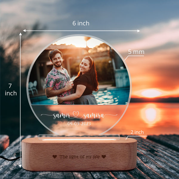 Half Moon Photo Engraved Lamp – Anniversary Gift