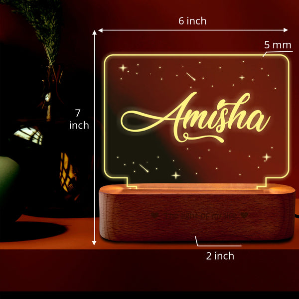Birthday Gift - Personalized name lamp with wooden base