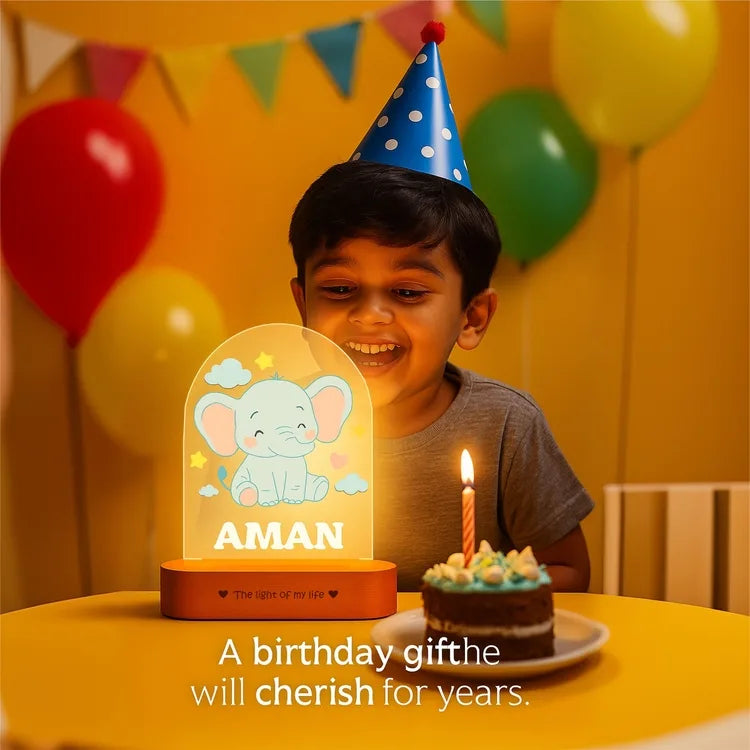 Birthday Gift for Kids – Personalized Elephant Night Lamp with Name