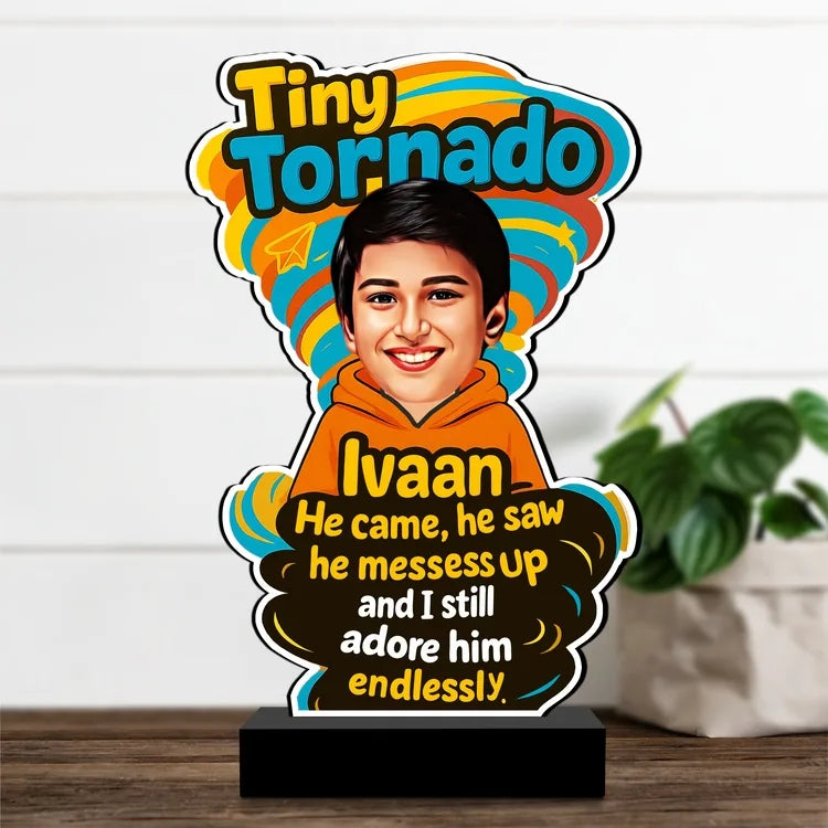 Tiny Tornado – Personalized Gift for Younger Brother | Custom Cartoon Standee