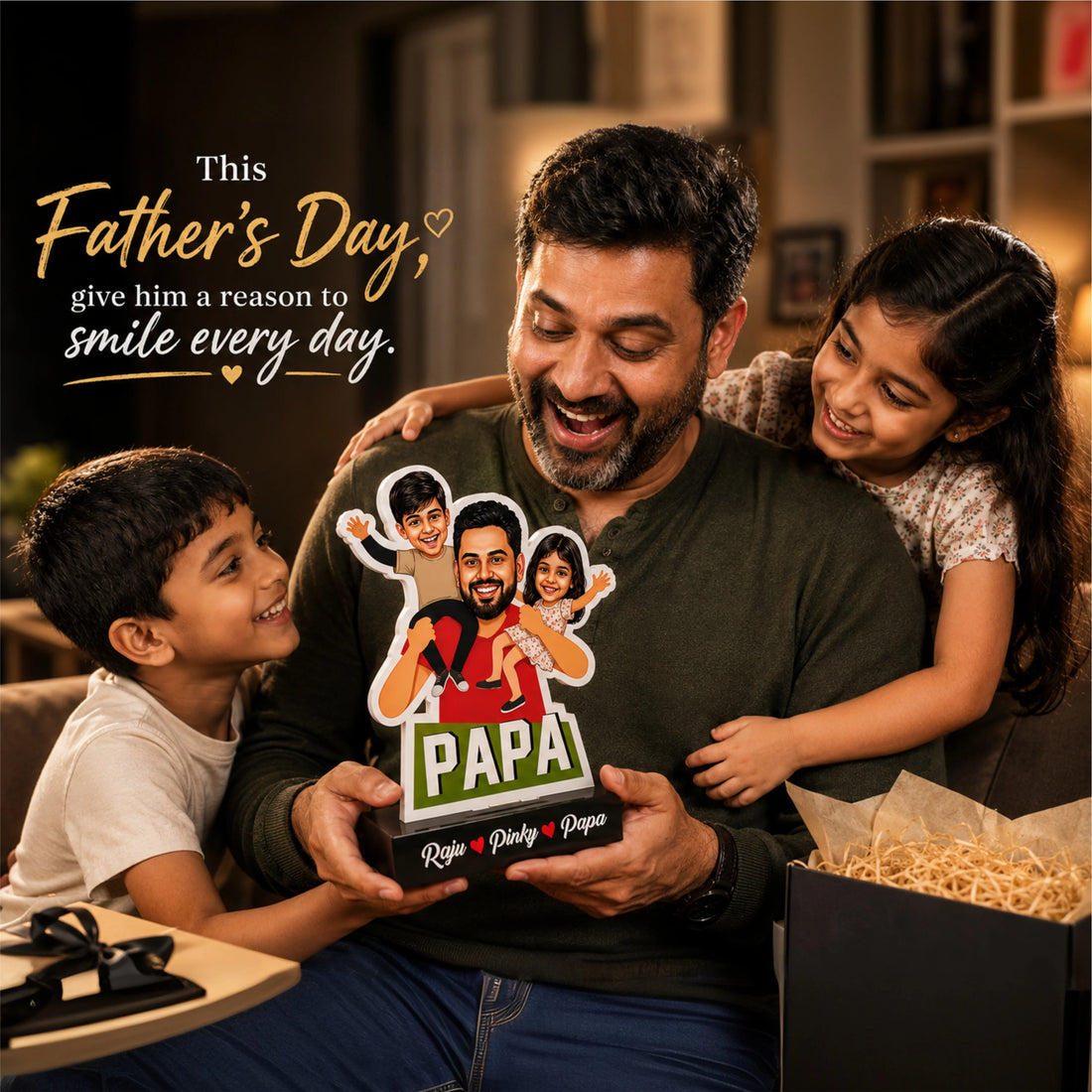 Dad's Shoulder Crew: Personalized Caricature Standee