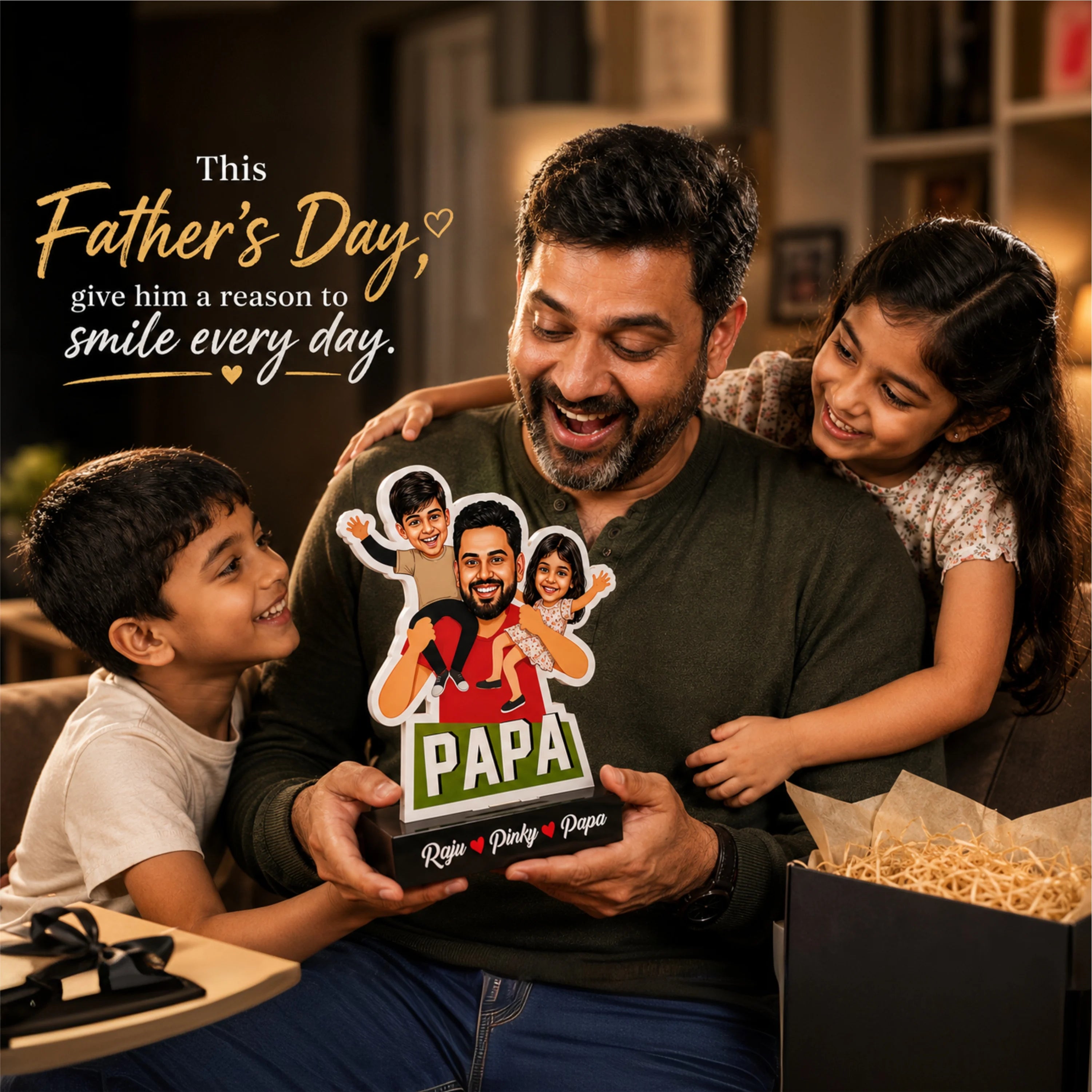 Dad's Shoulder Crew: Personalized Caricature Standee