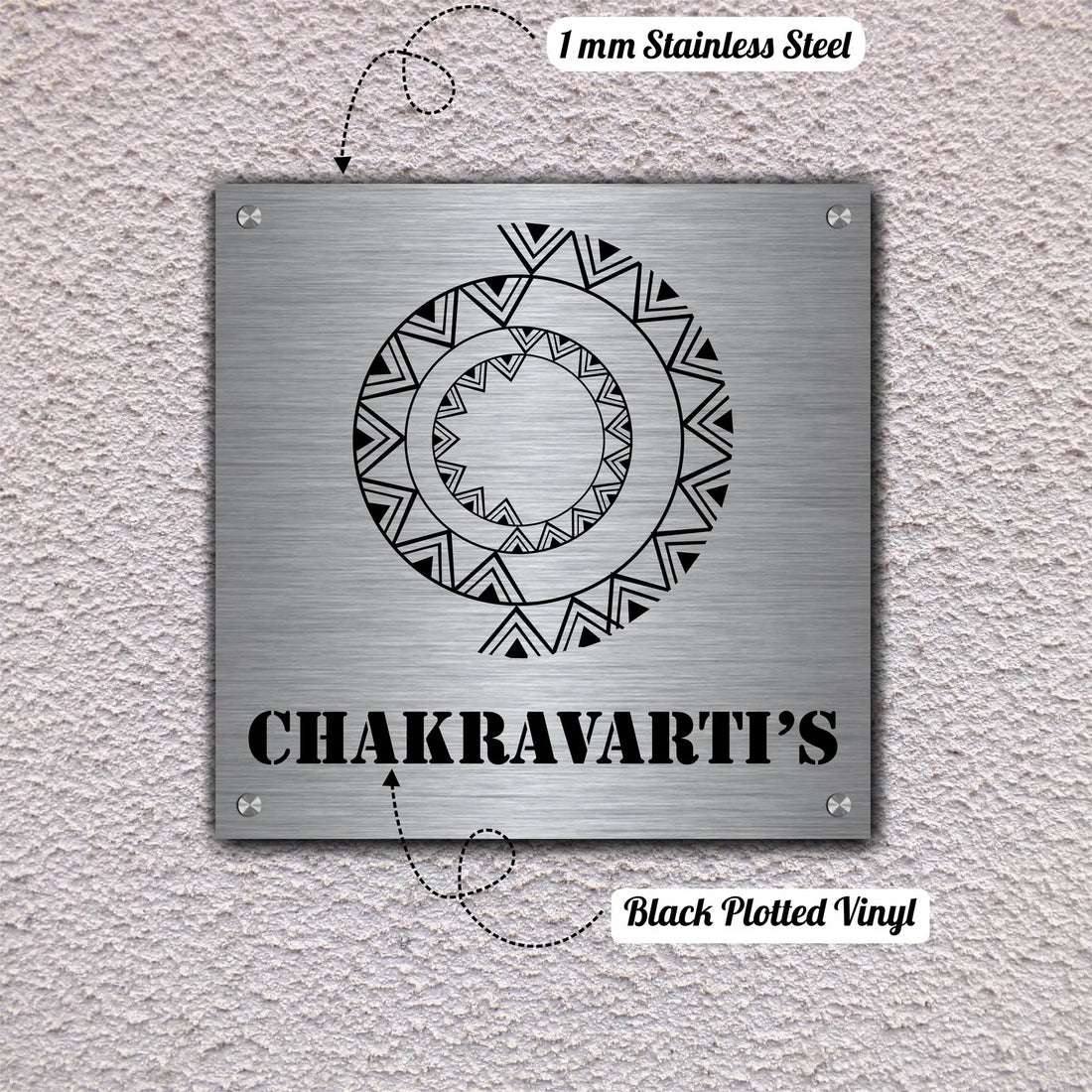 Mandala Chakra - Steel Name Plate