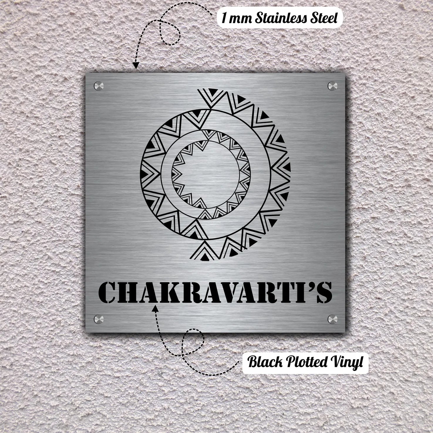 Mandala Chakra - Steel Name Plate