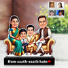 Custom Family Caricature – “Hum Saath-Saath Hain❤️” | Personalized Indian Family Standee | Acrylic + MDF | 7x6x2 inch