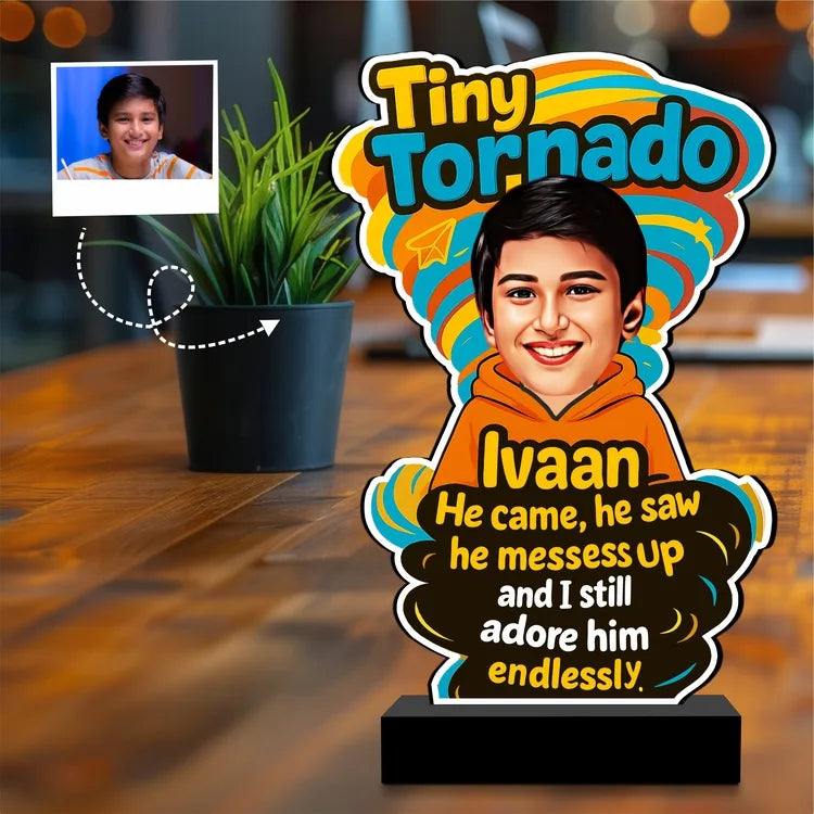 Tiny Tornado – Personalized Gift for Younger Brother | Custom Cartoon Standee