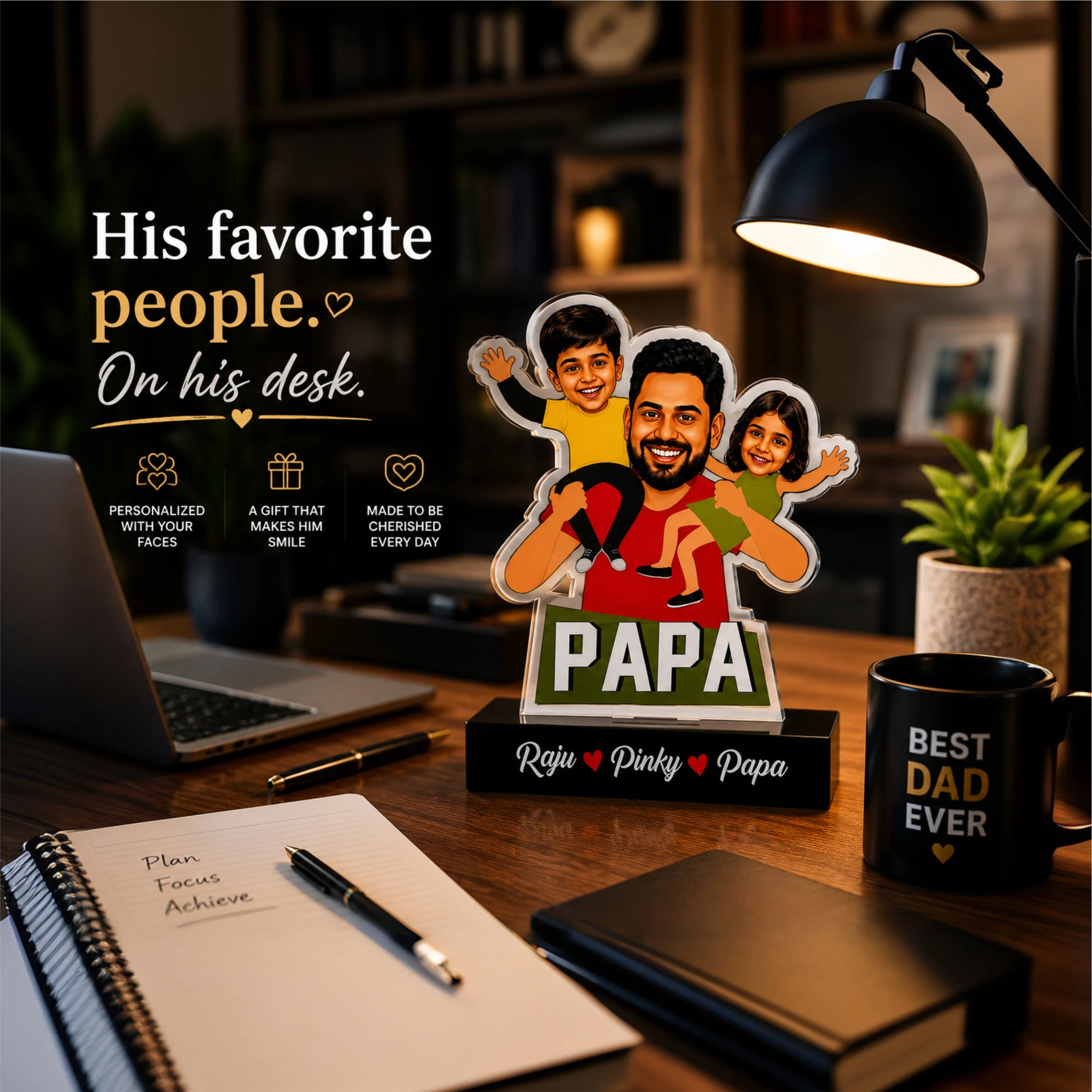 Dad's Shoulder Crew: Personalized Caricature Standee