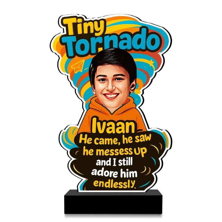 Tiny Tornado – Personalized Gift for Younger Brother | Custom Cartoon Standee