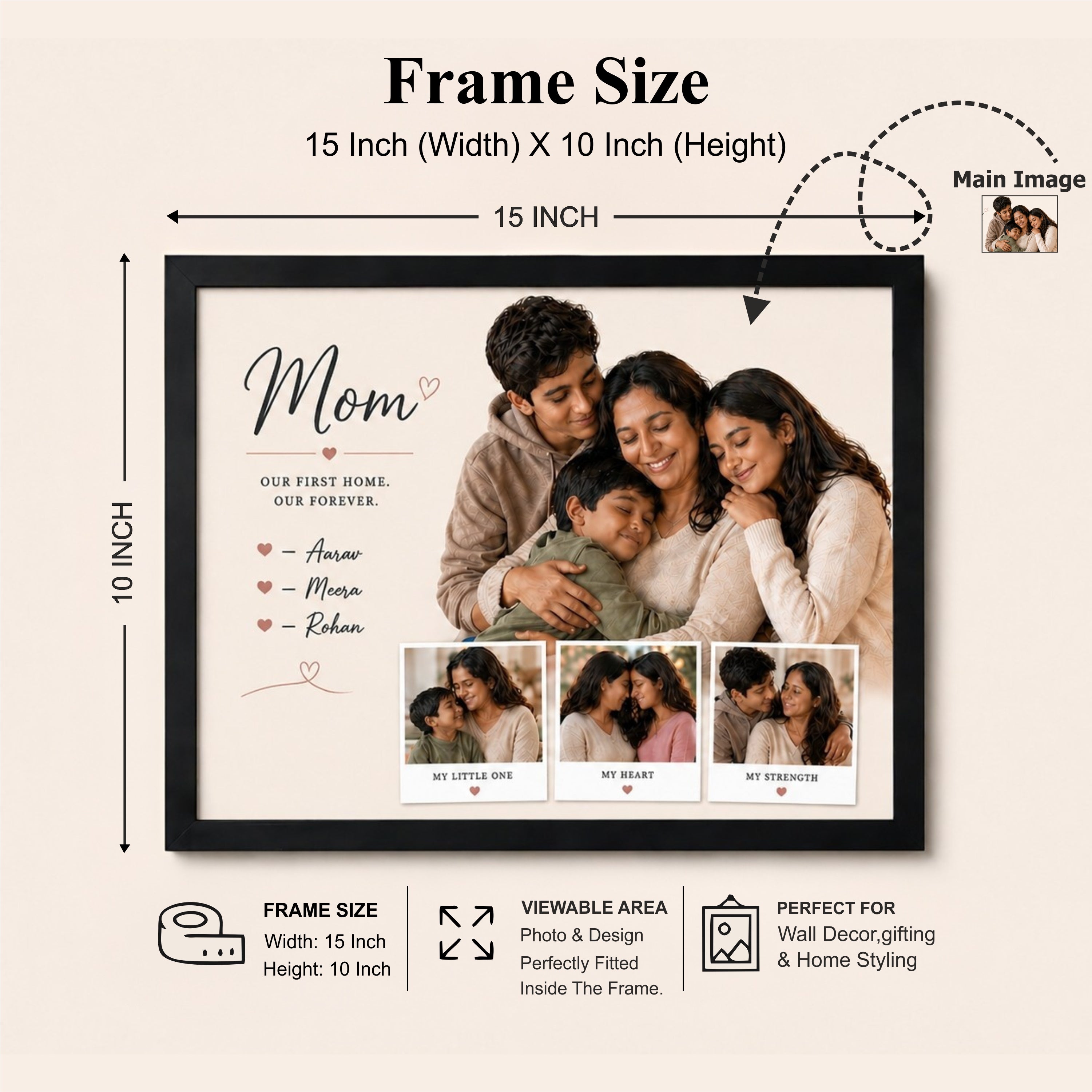 Personalized Family Photo Frame for Mom (10x16 Inch)