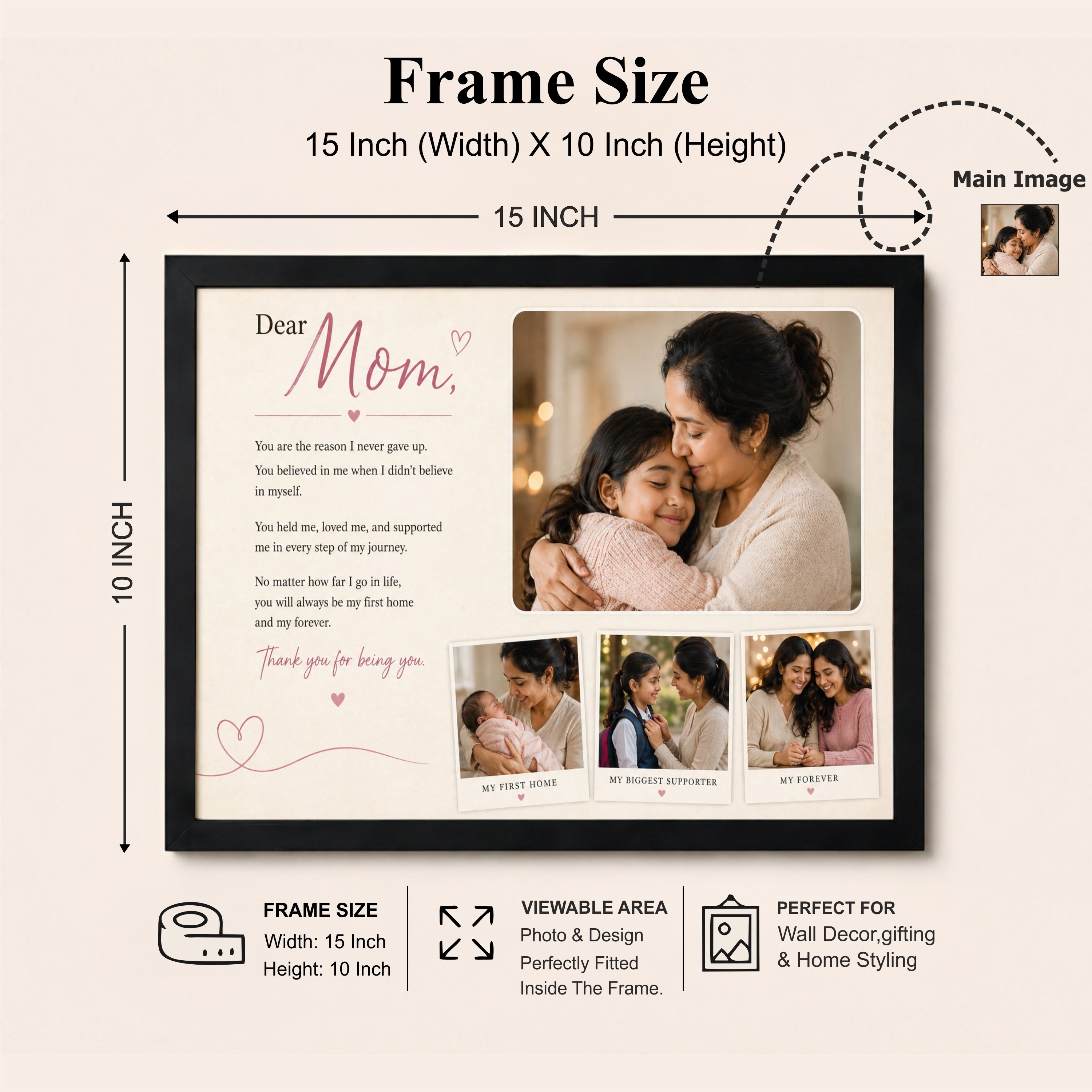 Letter to Mom – Personalized Photo Frame (10x16 Inch)