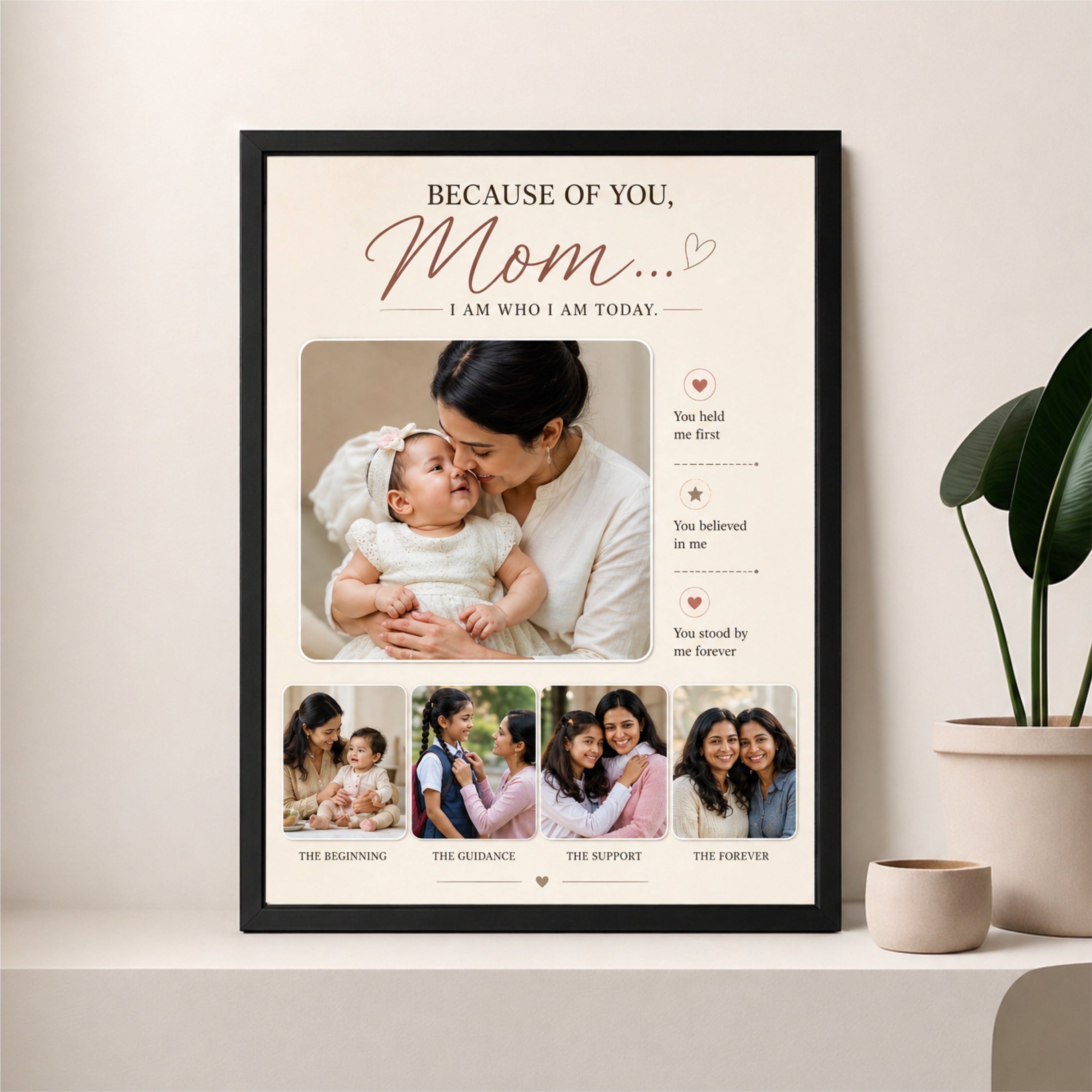 Because of You, Mom – Mother’s Day Photo Frame (10x16 Inch)