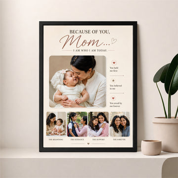 Because of You, Mom – Mother’s Day Photo Frame (10x16 Inch)