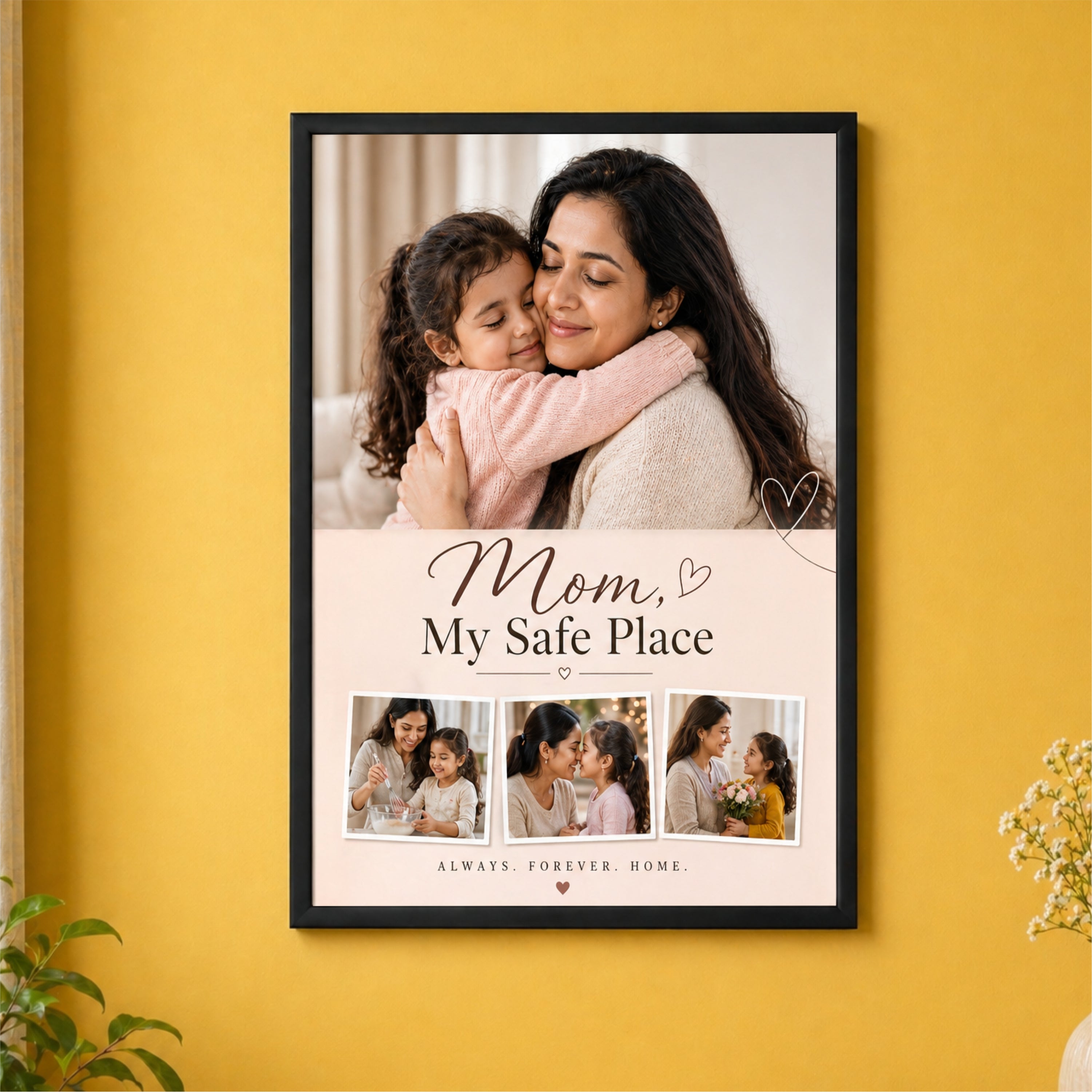 Mom, My Safe Place – Personalized Photo Frame (10x16 Inch)