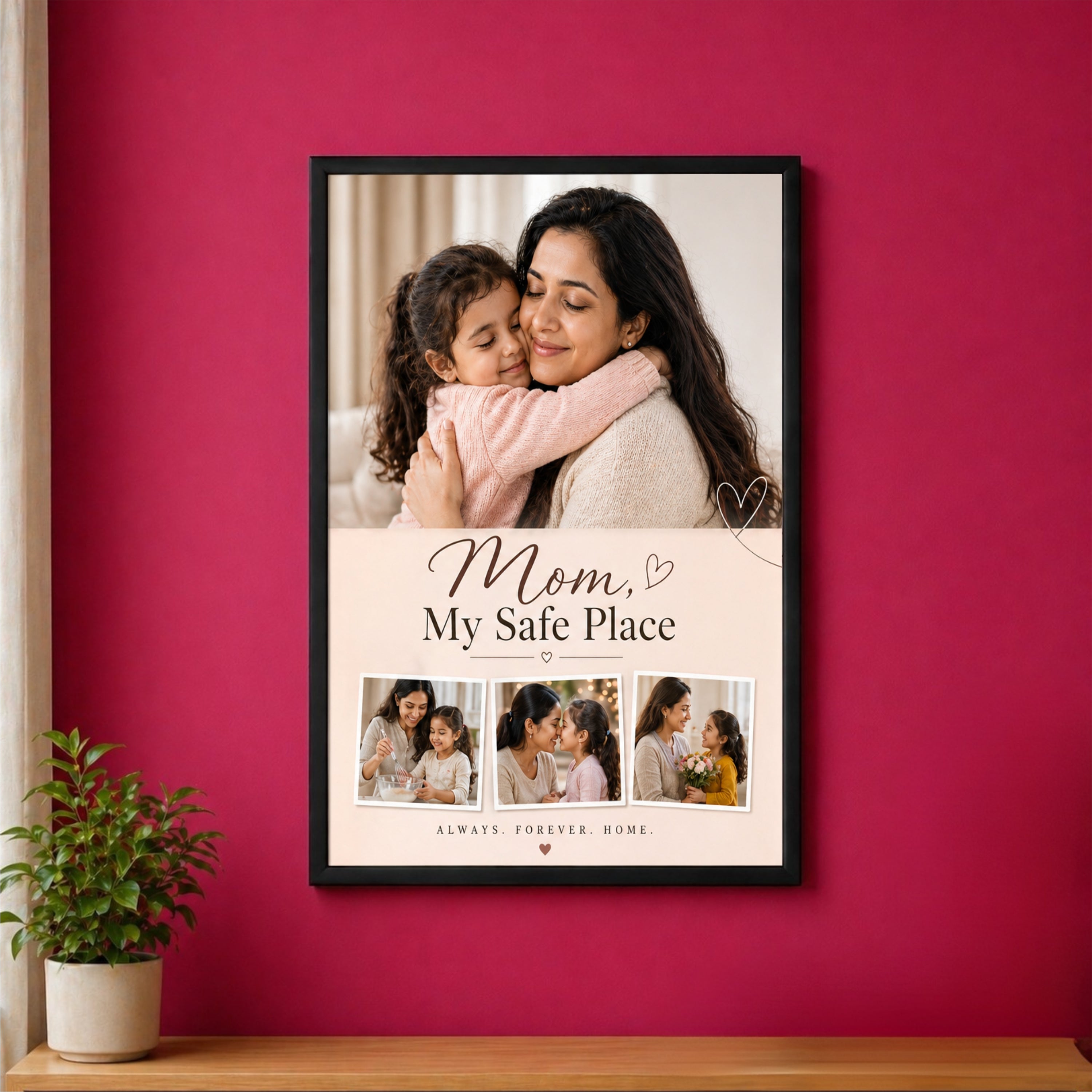 Mom, My Safe Place – Personalized Photo Frame (10x16 Inch)
