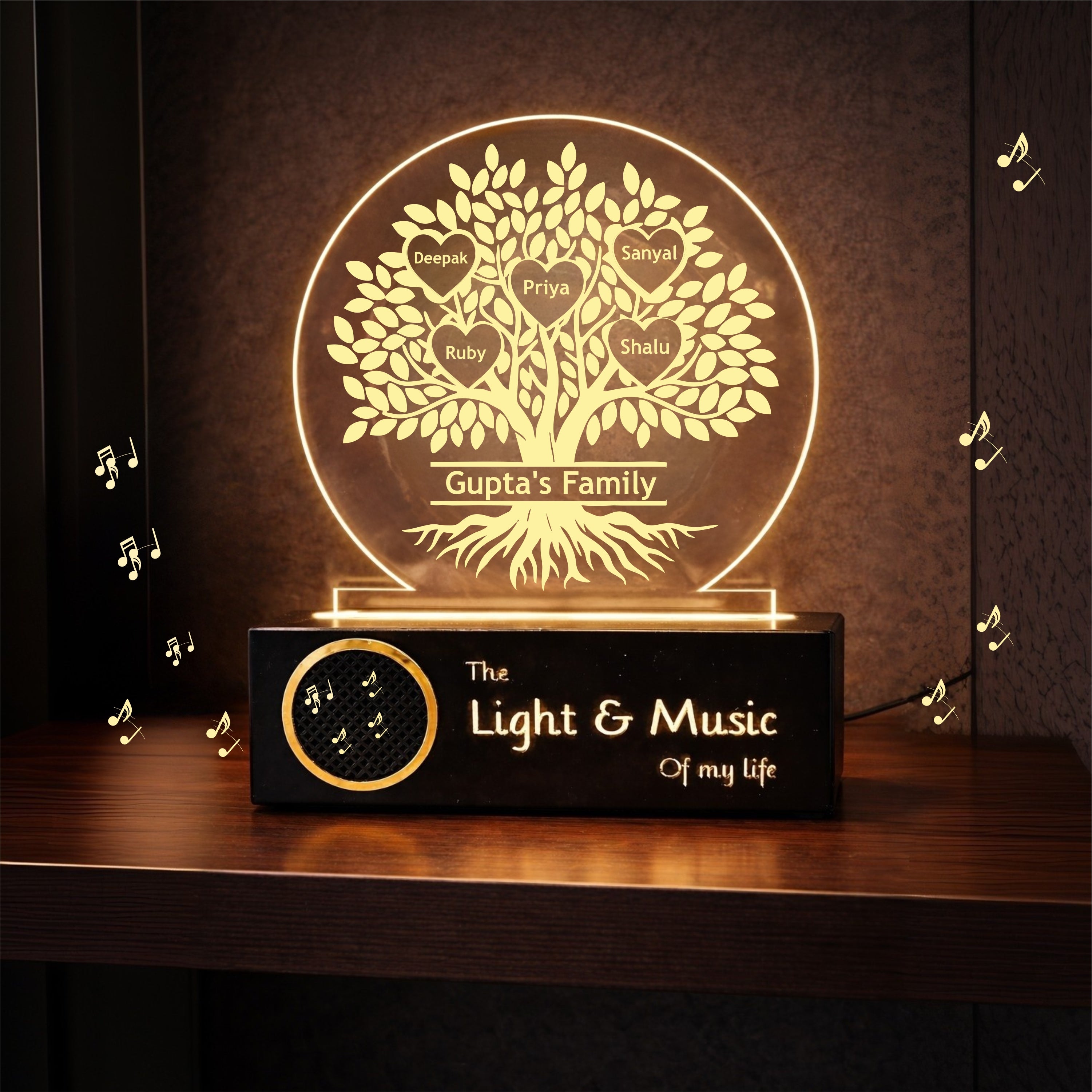 Our Roots Personalized Family Tree Lamp | Custom Name LED Acrylic Lamp for Family | Gift for Parents, Housewarming, Anniversary Gift
