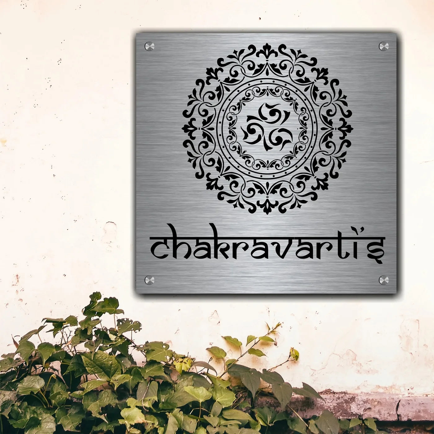 Floral Chakra" Steel Name Plate