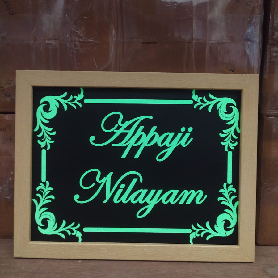 Glow in dark name plate