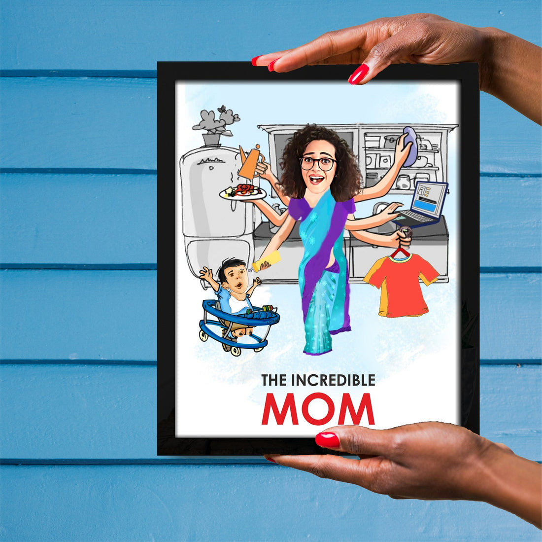 The Incredible Mom - Personalized Caricature Frame