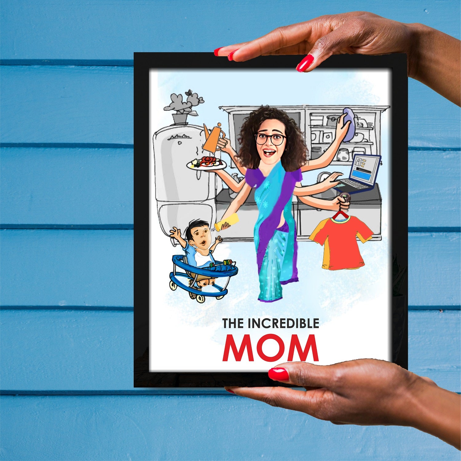 The Incredible Mom - Personalized Caricature Frame