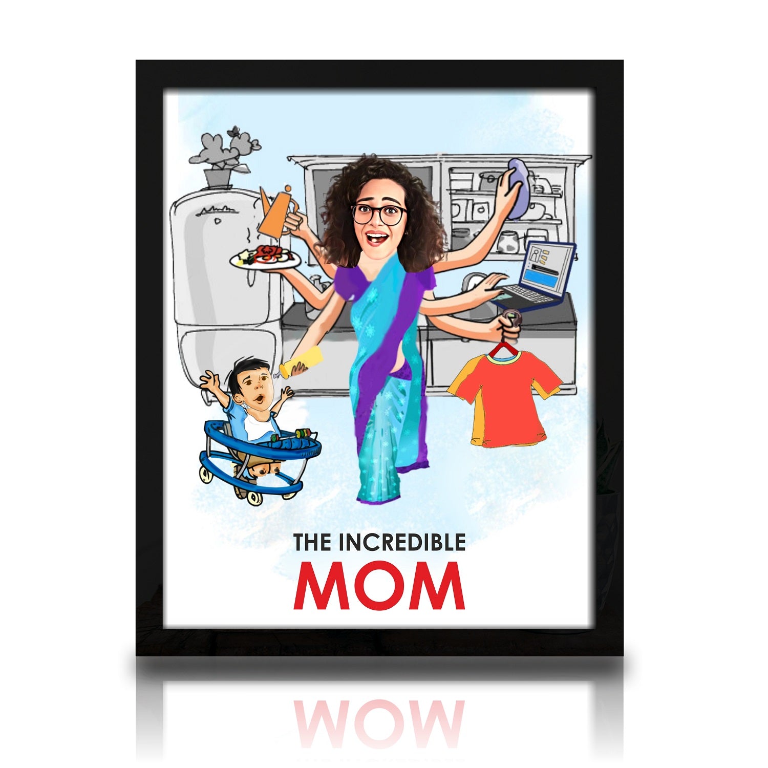 The Incredible Mom - Personalized Caricature Frame
