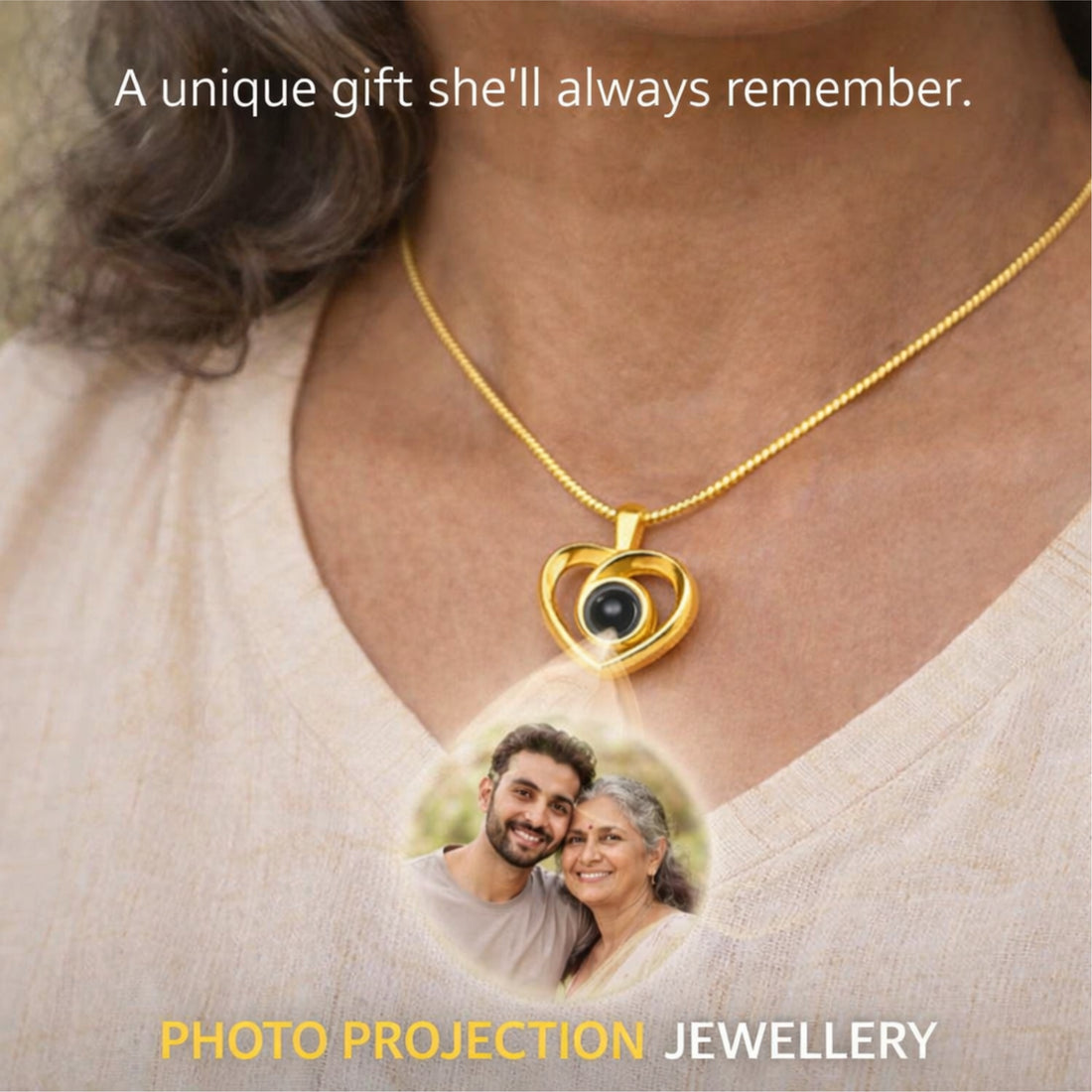 My World, With Me- Personalized Photo Necklace for Mom | Hidden Picture Projection Necklace | Gift for Mom from Kids | Custom Photo Jewellery