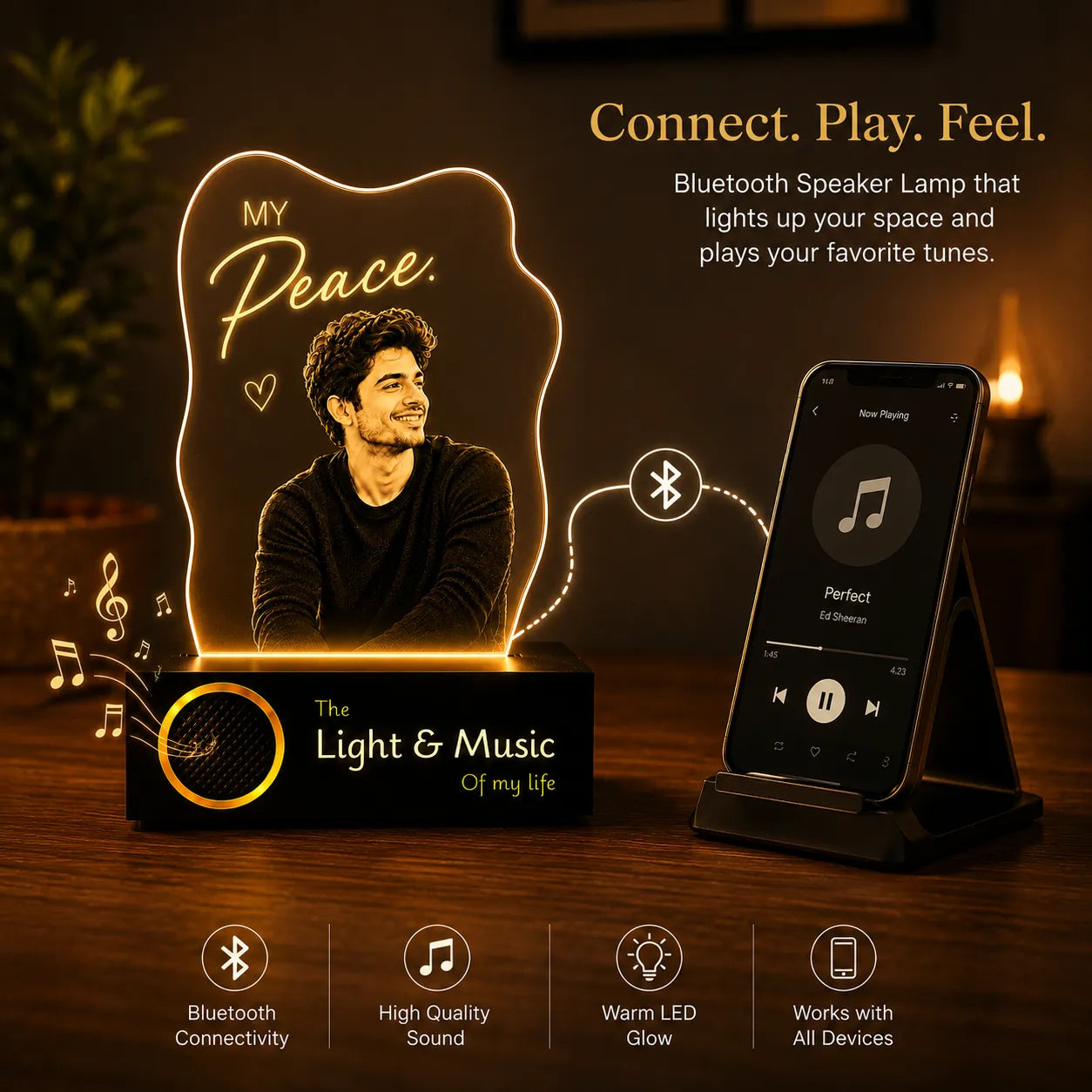 My Peace - Personalized Husband Photo Lamp | Romantic Anniversary & Birthday Gift for Husband | UV Printed Acrylic LED Lamp