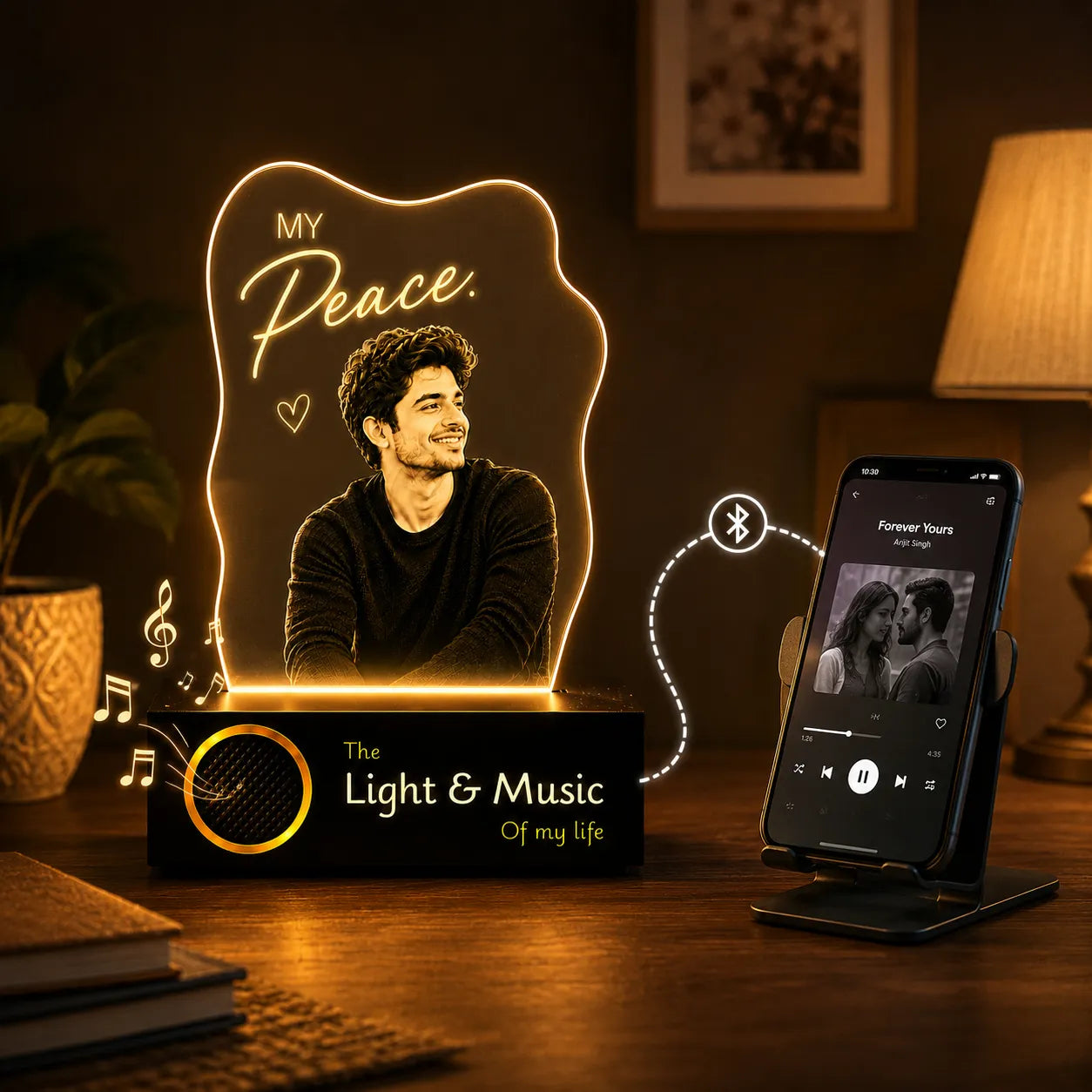 My Peace - Personalized Husband Photo Lamp | Romantic Anniversary & Birthday Gift for Husband | UV Printed Acrylic LED Lamp