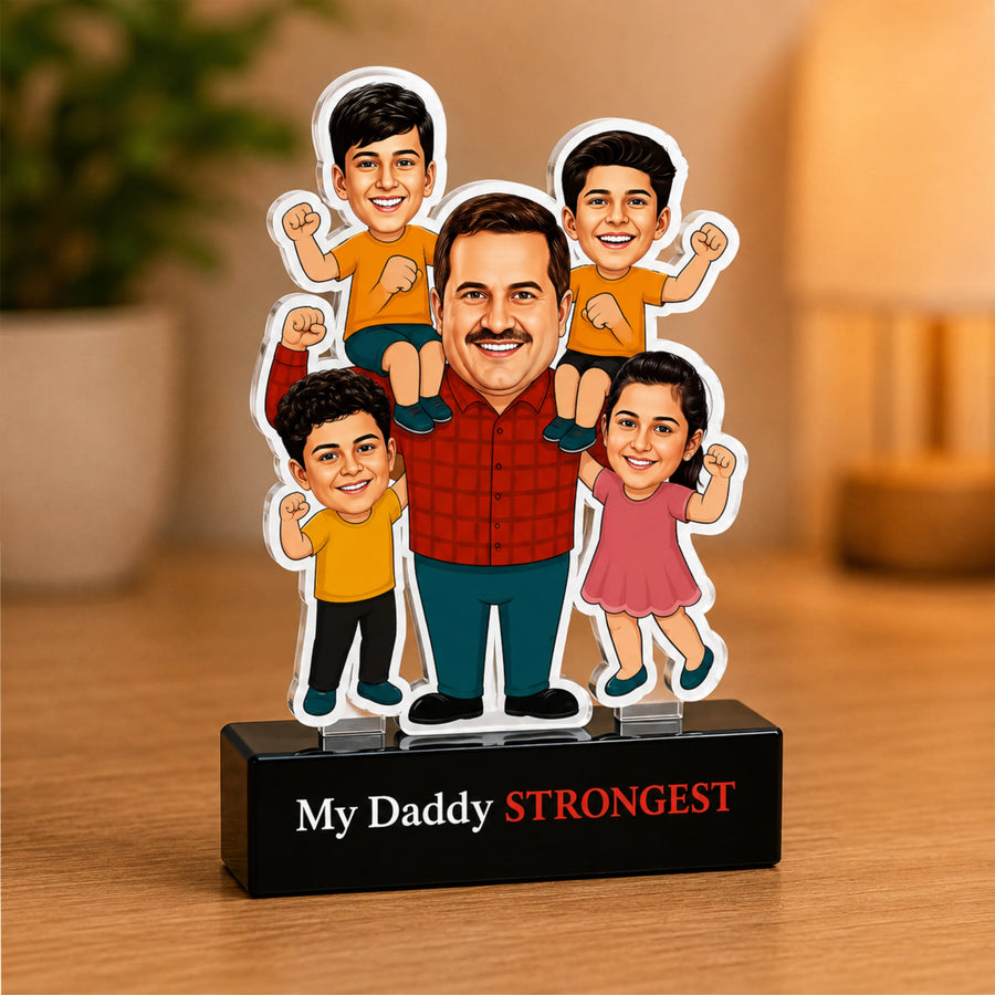 Strongest Daddy – Photo Caricature for Dad (4 - Kids)