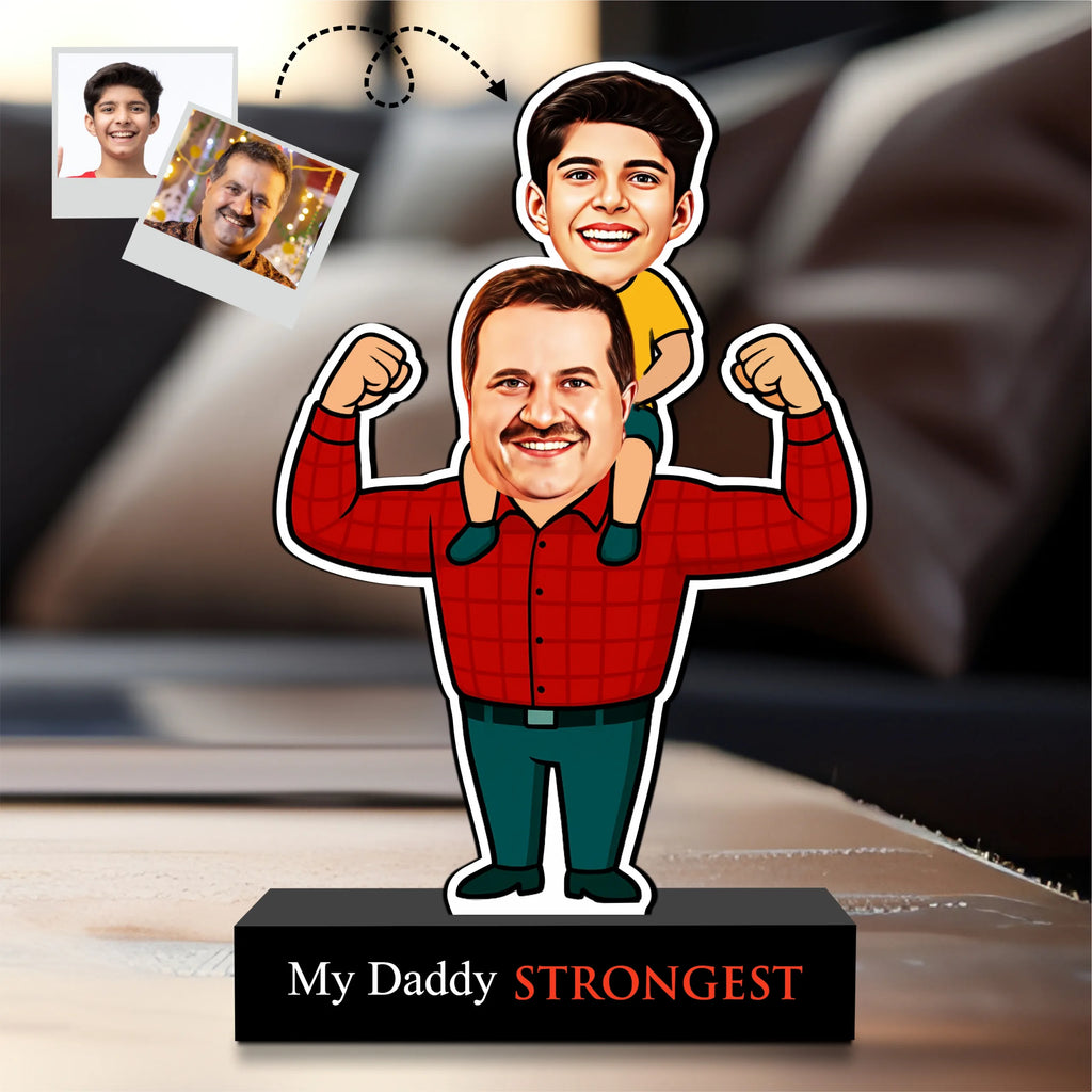 Strongest Daddy – Photo Caricature for Dad (1 - Kid)