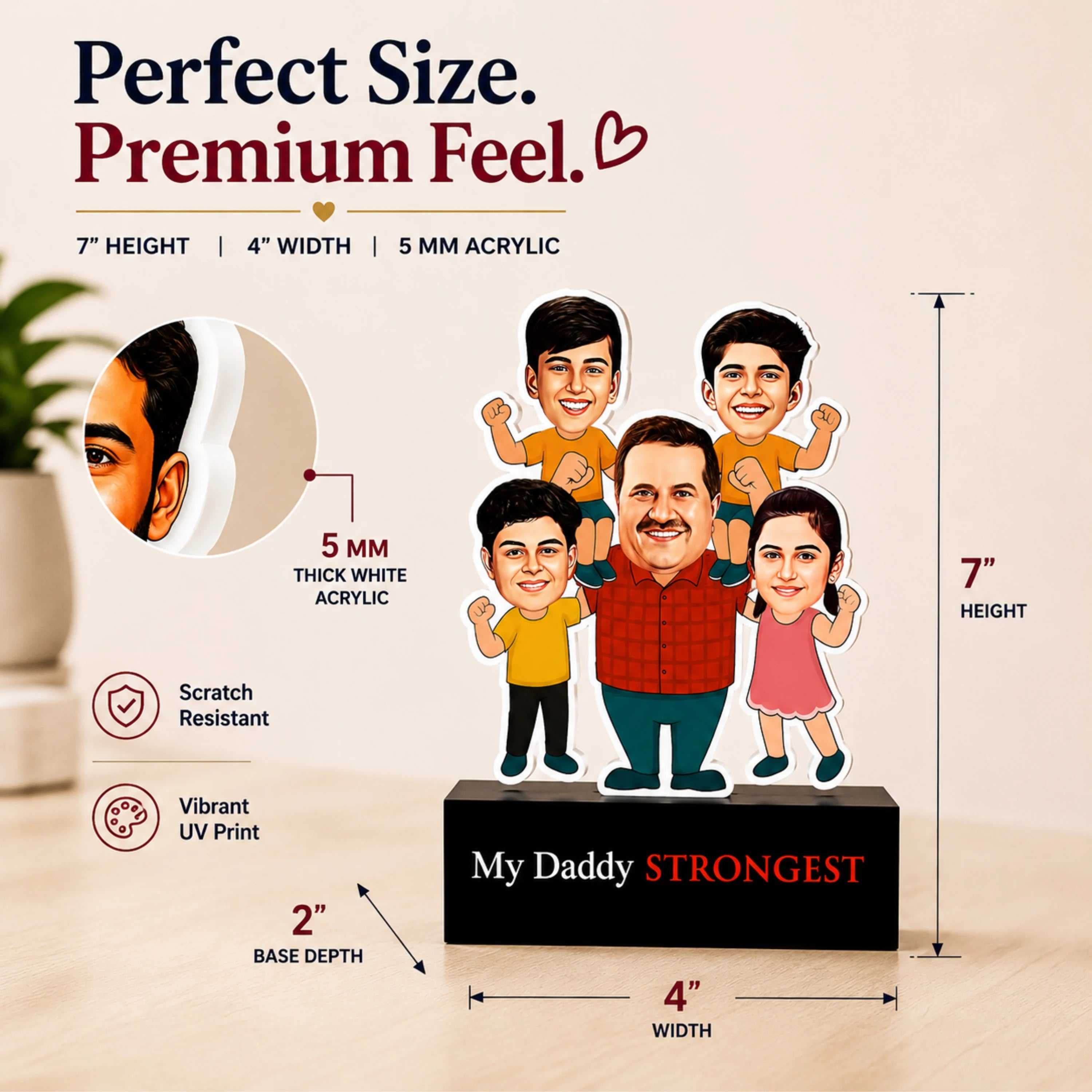 Strongest Daddy – Photo Caricature for Dad (4 - Kids)