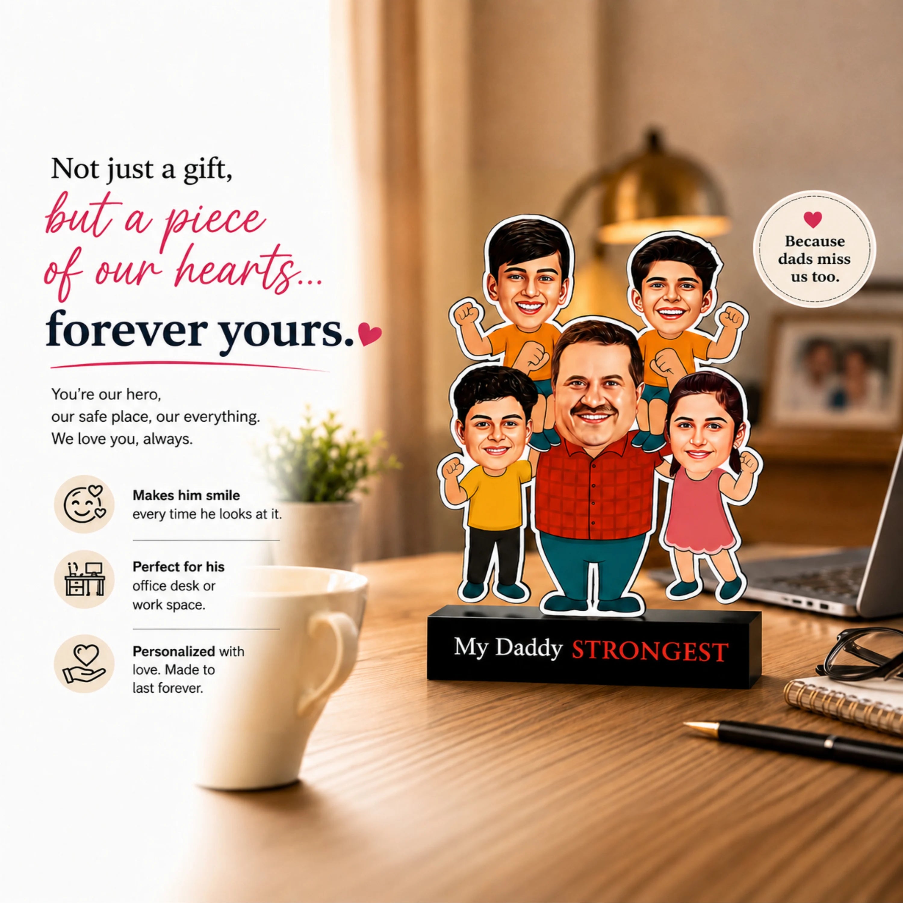 Strongest Daddy – Photo Caricature for Dad (4 - Kids)