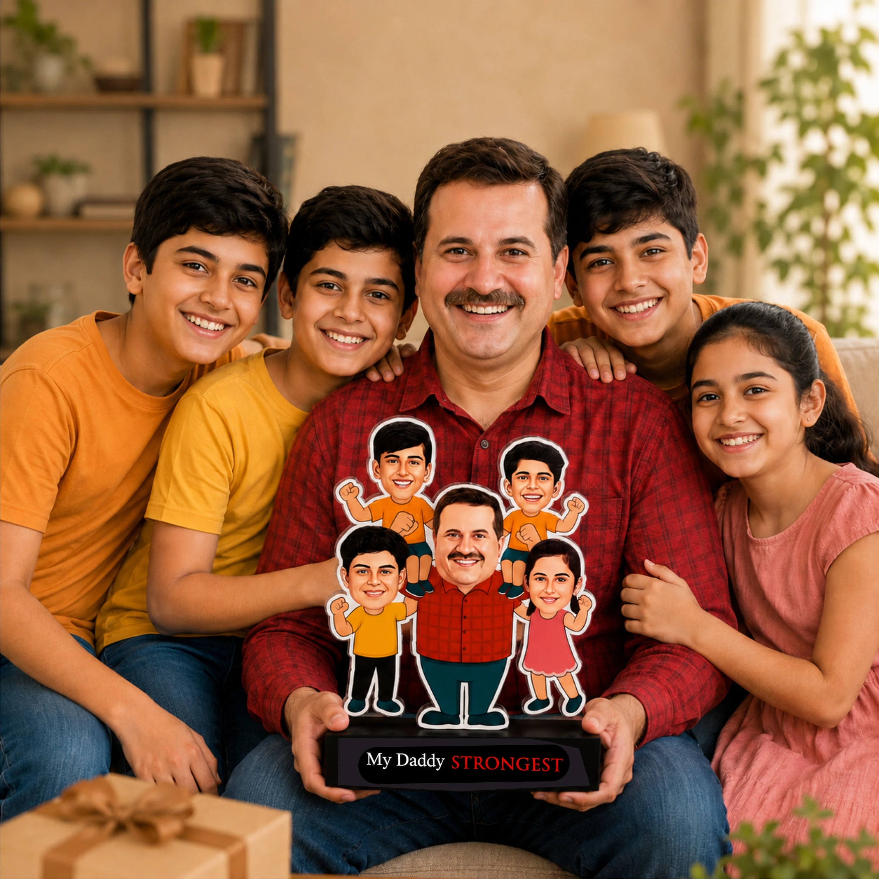 Strongest Daddy – Photo Caricature for Dad (4 - Kids)