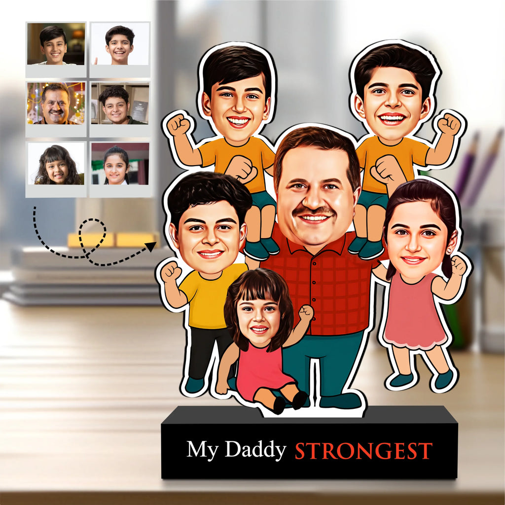 Strongest Daddy – Photo Caricature for Dad (5 - Kids)