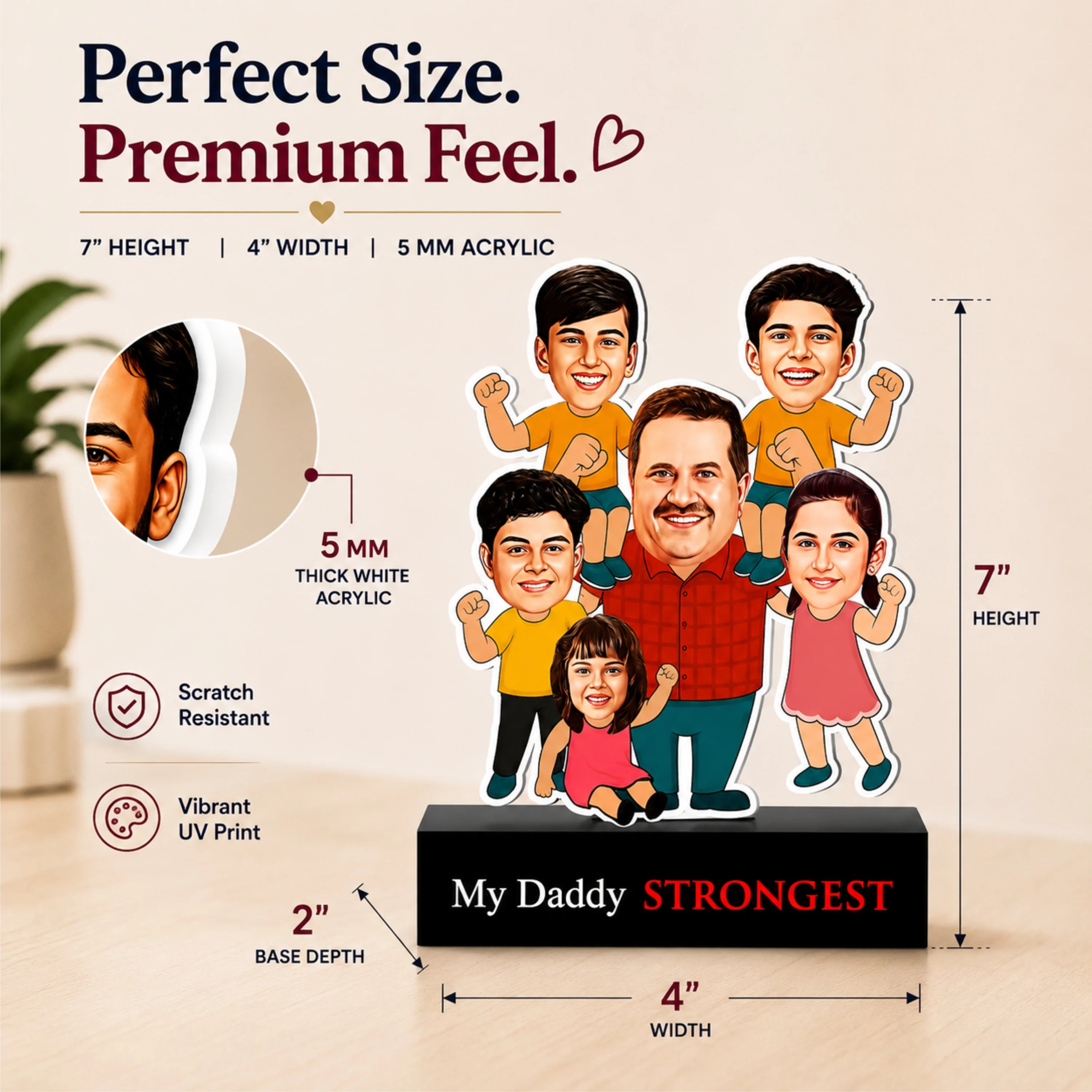 Strongest Daddy – Photo Caricature for Dad (5 - Kids)