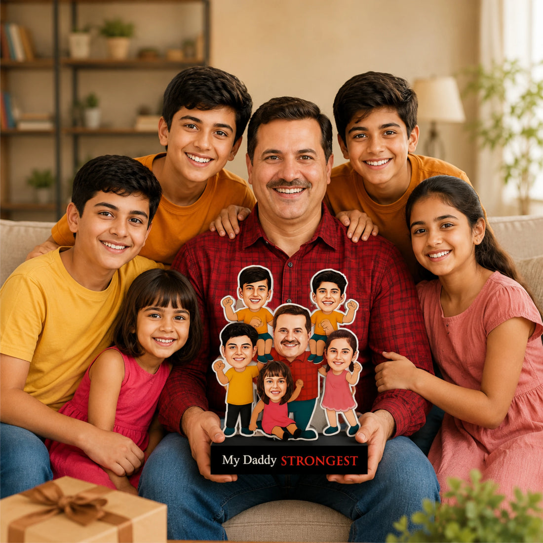 Strongest Daddy – Photo Caricature for Dad (5 - Kids)