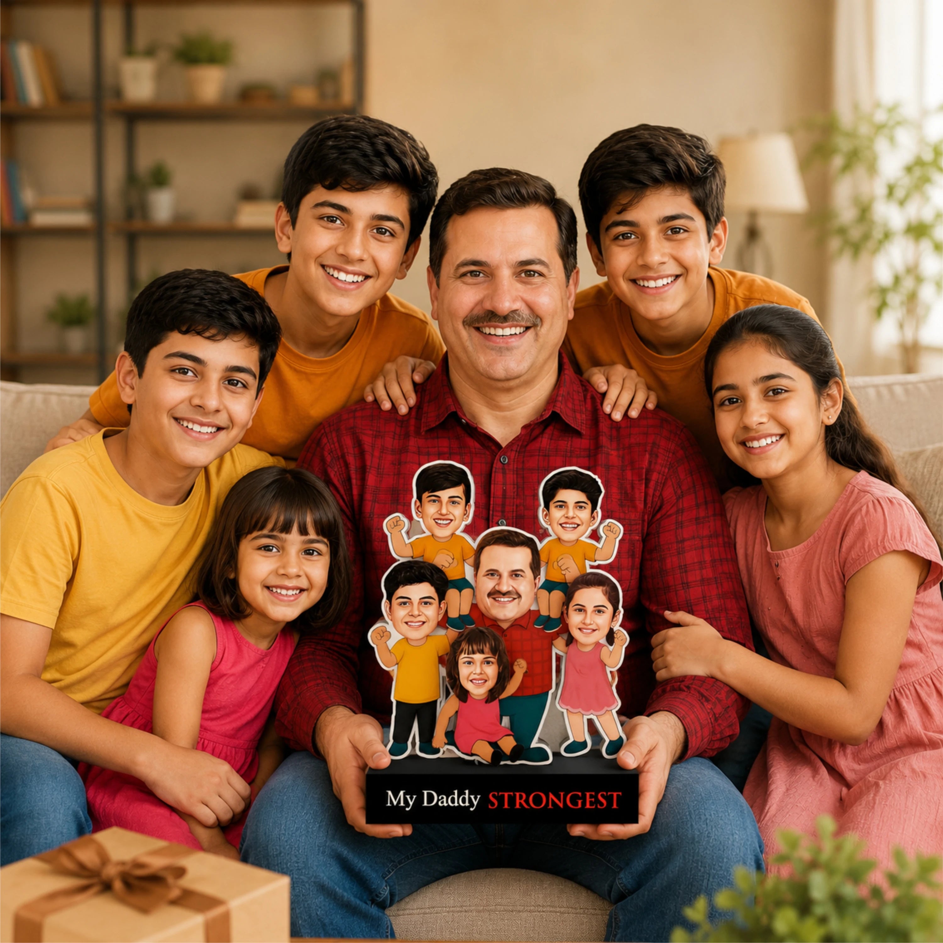 Strongest Daddy – Photo Caricature for Dad (5 - Kids)