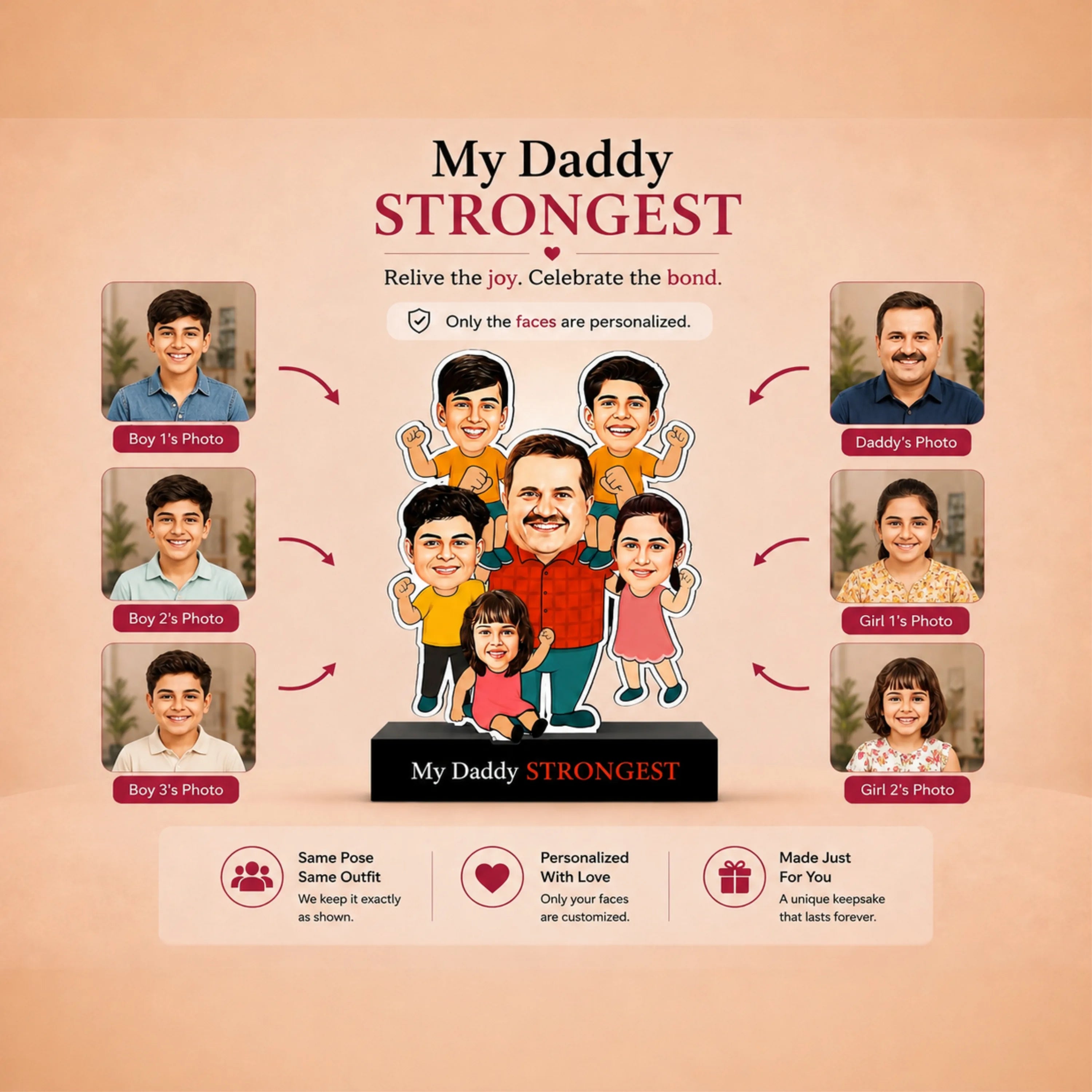 Strongest Daddy – Photo Caricature for Dad (5 - Kids)