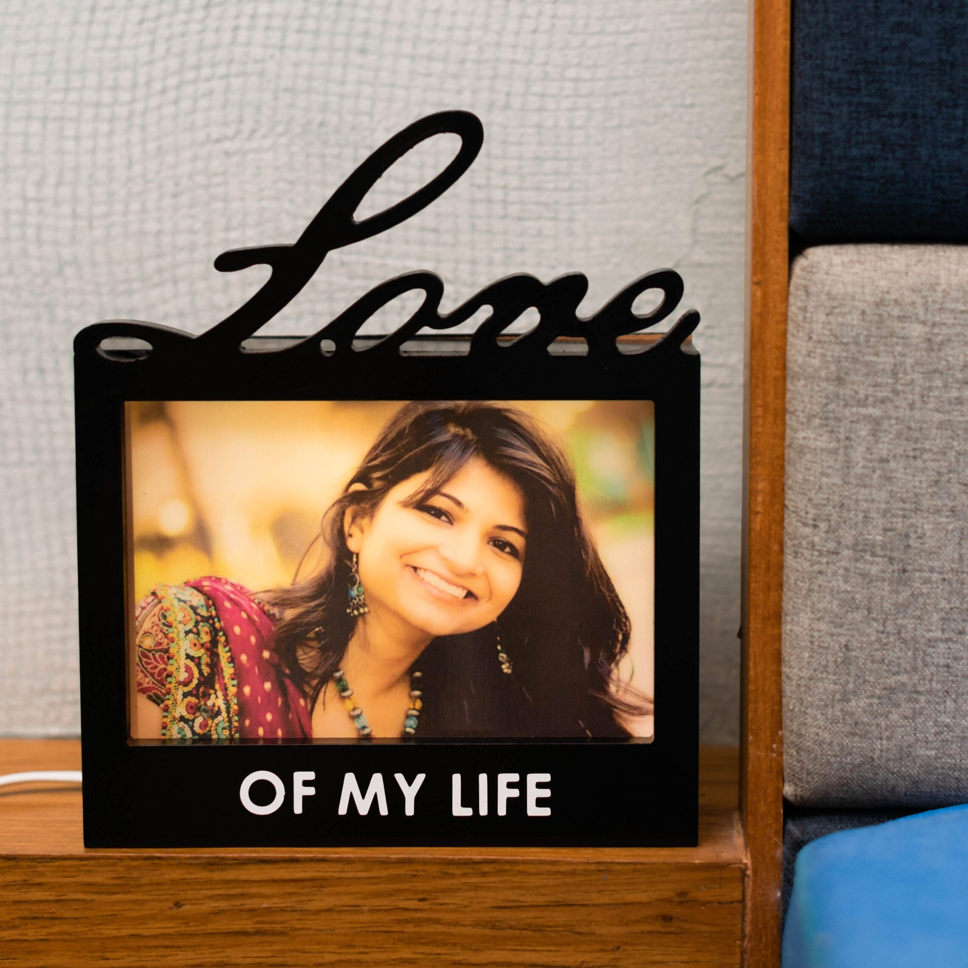 love cutout photo frame in wood