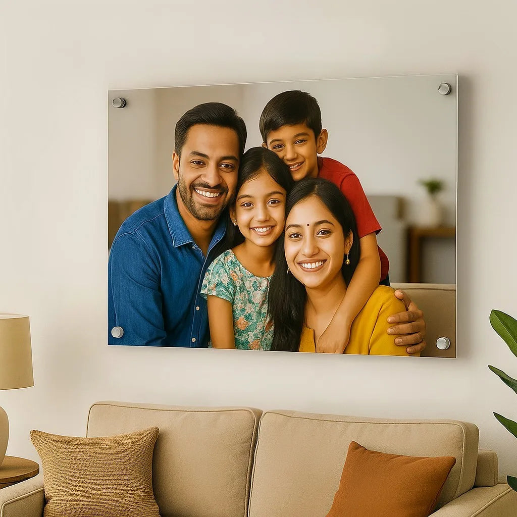 Acrylic Photo Frame for Wall – Frameless Glass-Like Premium Display | Modern Wall Mounted Family & Portrait Photo Frame