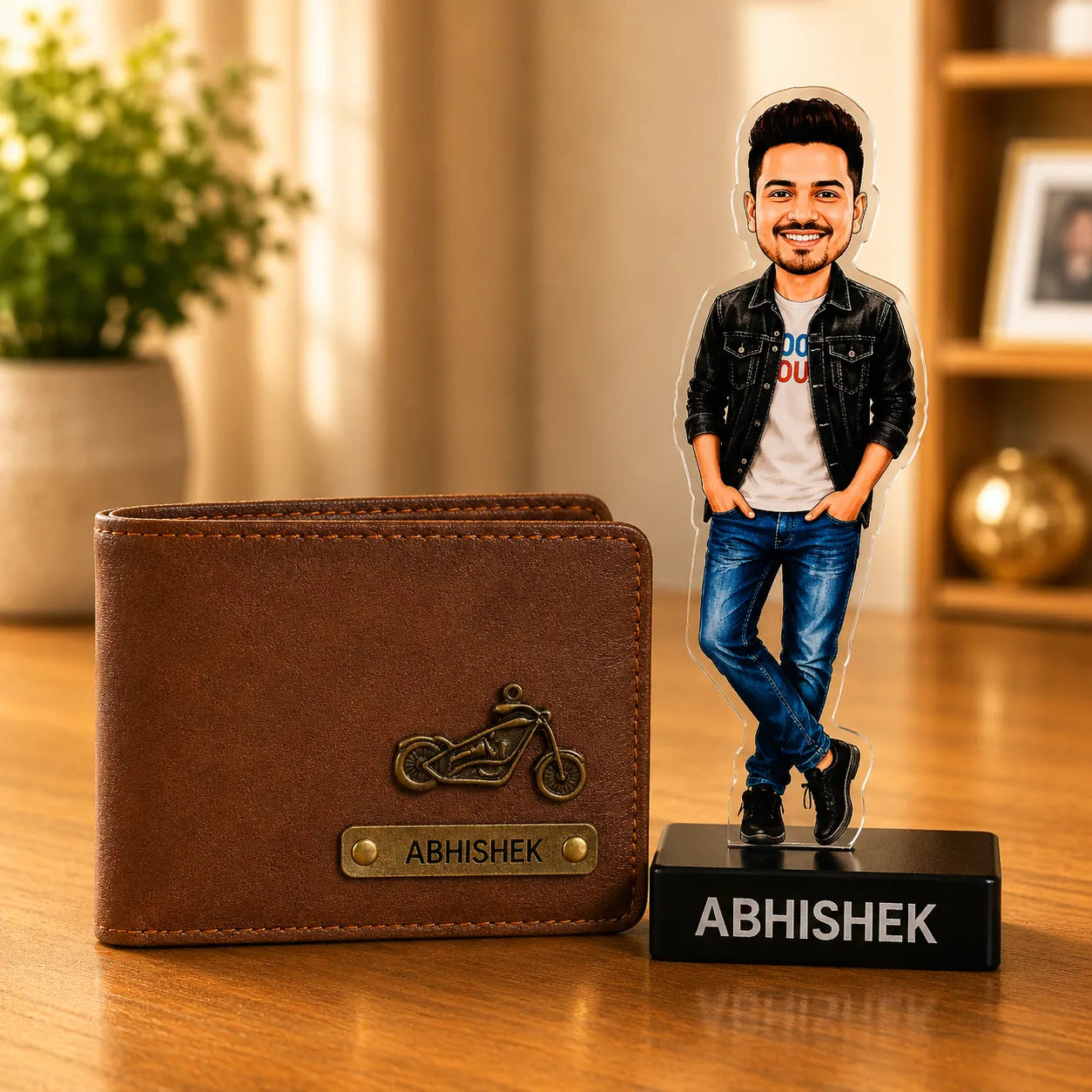 Brother Rakhi Gift - Customized Caricature & Wallet