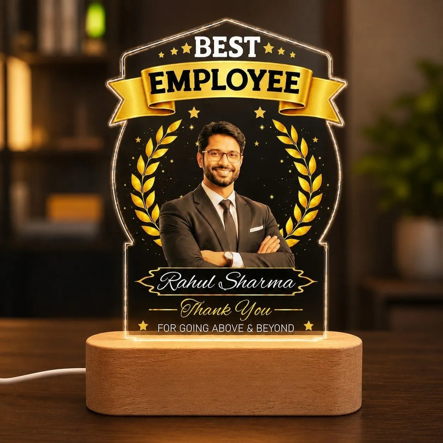 Personalized Employee Appreciation Gift Lamp, Custom LED Trophy for Best Employee Award, Corporate Gift for Employees, Team Appreciation Gift, Employee Recognition Award