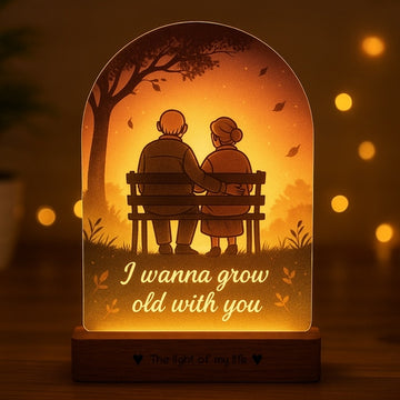 Grow Old With You Lamp – Anniversary Gift for Couple | UV-Printed Acrylic with Wooden Base
