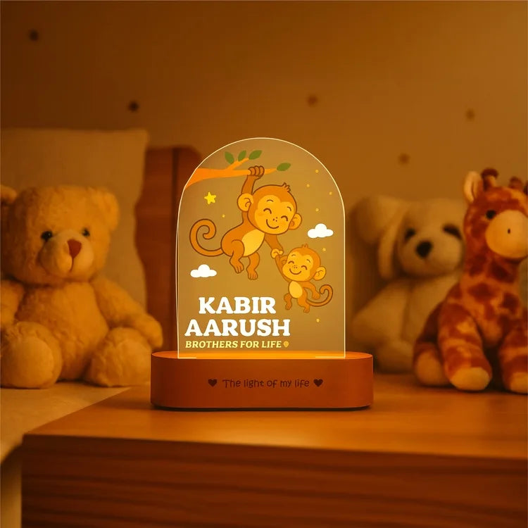 Personalized Sibling Night Lamp – Nursery Décor for Two Kids with Names